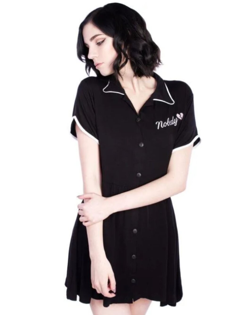 DISTURBIA Nobody embroidered t-shirt dress size small